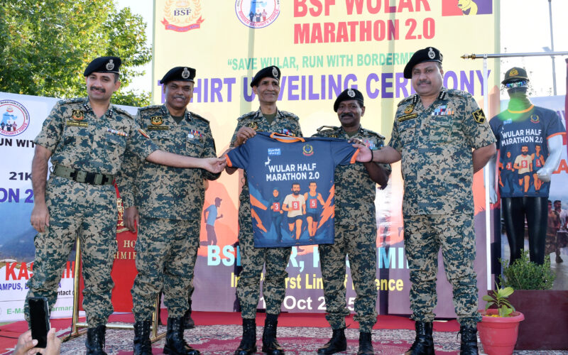 BSF Kashmir Unveils T-Shirt for Wular Half Marathon 2.0 to Promote Environmental Awareness and Sportsmanship